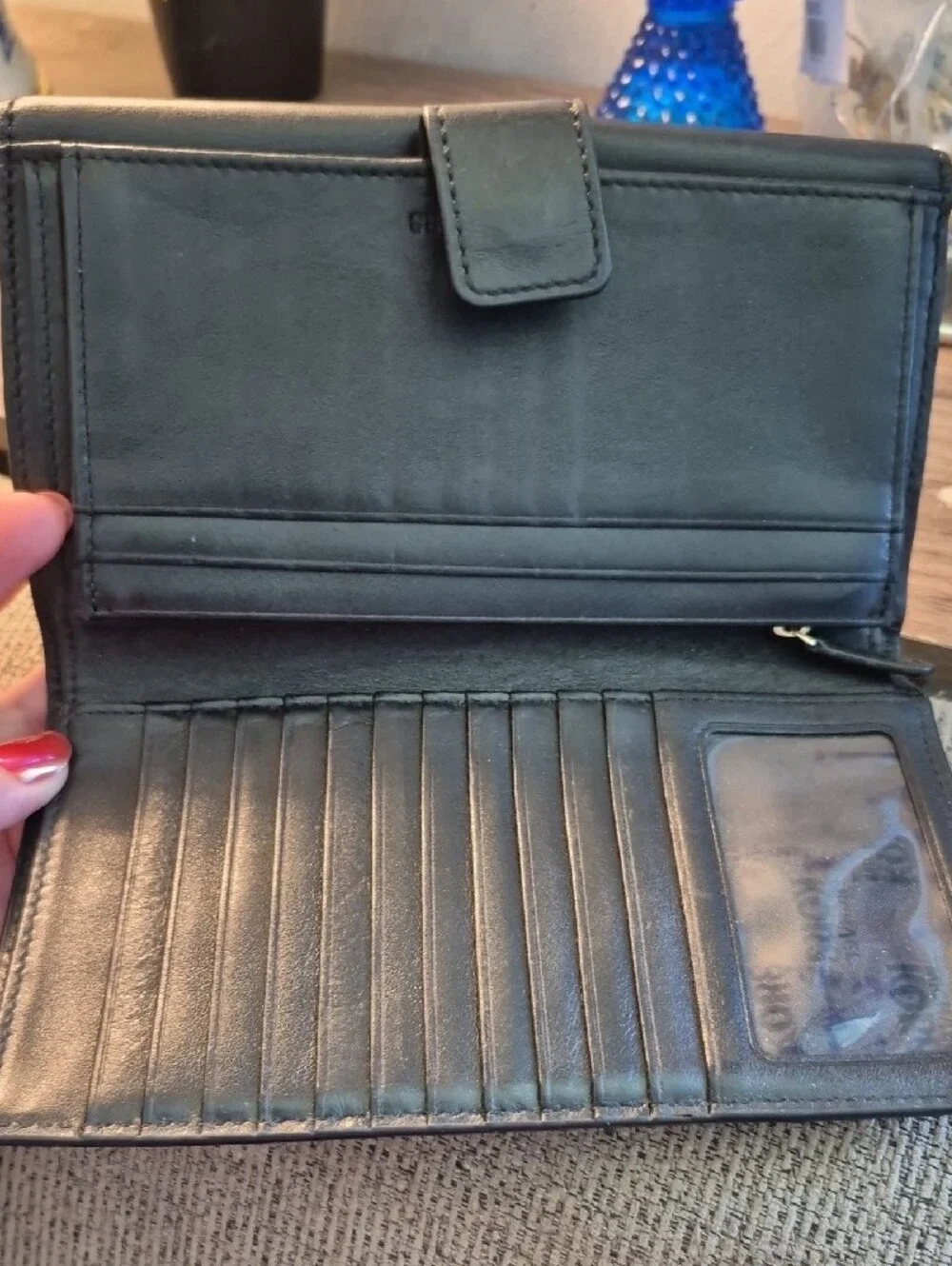 Michael Kors Florence Large Billfold Genuine Leather Black Clutch Wallet Purse